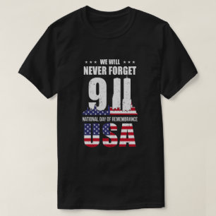 Camiseta Memorial Nunca Esqueceu de 2001 USA Flag Patriots 