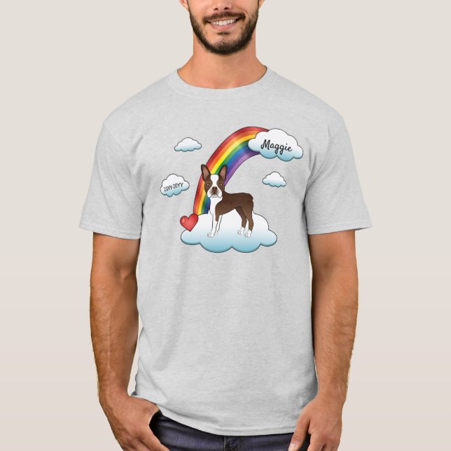 Camiseta Memorial Rainbow de Chocolate Brown Boston Terrier (Frente)