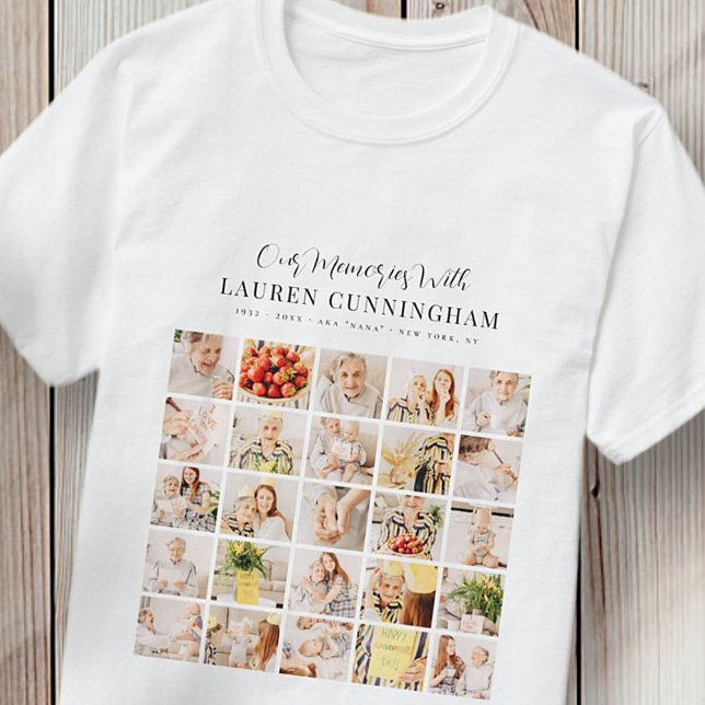 Camiseta Memorial Simple Modern Minimalist 25 Colagem de Fo (Criador carregado)