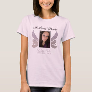 Camiseta Memorial Sparkle Burial Glitter Wing Pink 