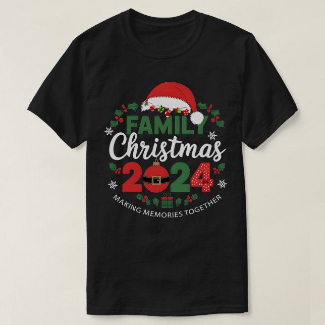 Camiseta Memórias do Fazer do Natal da Família 2024 Juntas (Frente do Design)