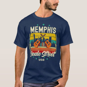 Camiseta Memphis Beale Street Blues Music Vintage Guitar Mu