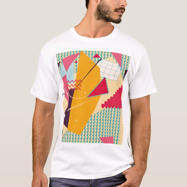 Camiseta Memphis Mood: Tendência Geométrica Retroativa (Frente)