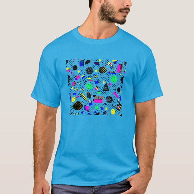 Camiseta Memphis, Retro, 80s, Geometric, Pattern, Neon, Abs (Frente)