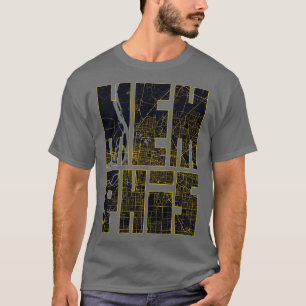 Camiseta Memphis USA City Map Typografia Dourada Art Deco