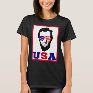 Camiseta Men 4 de julho Shirt Abraham Lincoln USA Shirt.