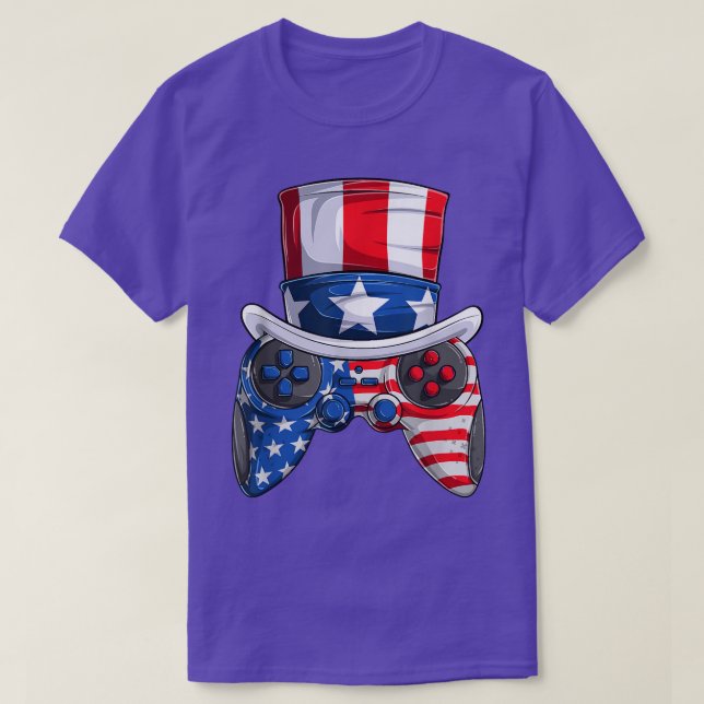 Camiseta Men Boy Quarto de julho s, jogo de vídeo com a ban (Frente do Design)