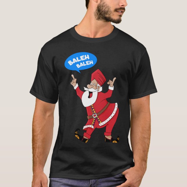 Camiseta Men s Punjabi Indian Bhangra Dancing Santa Singh (Frente)