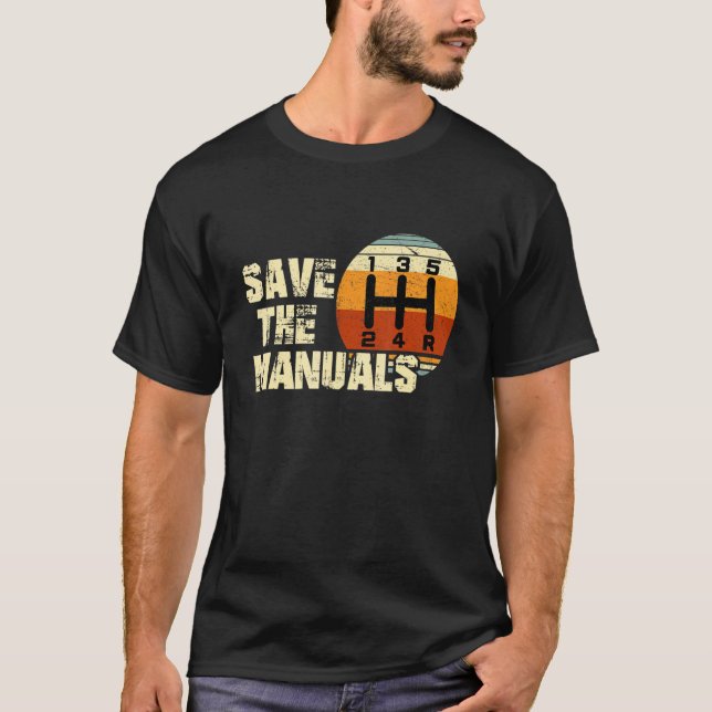 Camiseta Men Vintage Save The Stick Manual Transmission (Frente)