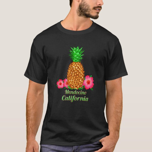 Camiseta Mendocino California Ca Pineapple Floral (Frente)