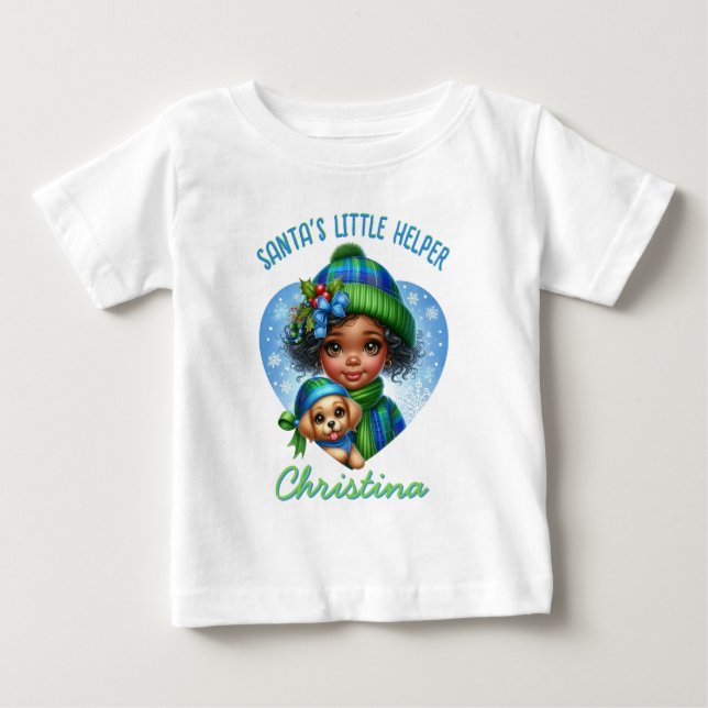 Camiseta Menina americana africana bonita com pãozinho de i (Frente)