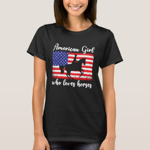 Camiseta Menina americana que ama cavaleiro de cavalos de e