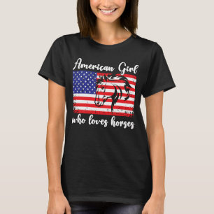 Camiseta Menina americana que ama cavalos cavaleiro 1