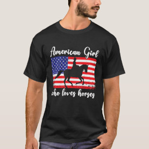 Camiseta Menina americana que ama cavalos de evento cavalei