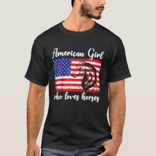 Camiseta Menina americana que ama o cavaleiro Raglan Baseba