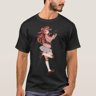 Camiseta Menina animada com design de arma legal