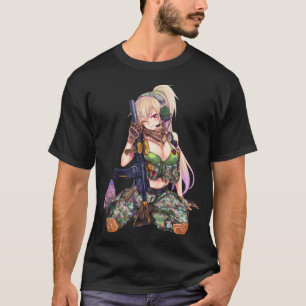 Camiseta Menina animada com design de arma legal