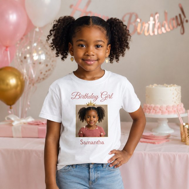 Camiseta Menina aniversariante com tema de princesa elegant (Criador carregado)