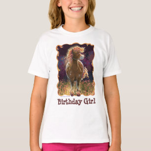 Camiseta Menina Aniversariante do Cavalo de Fogo Frente e V