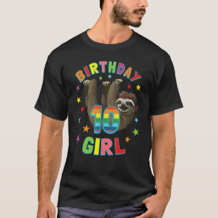 Camiseta Menina Aniversário de 10 anos de idade Bicho Pregu