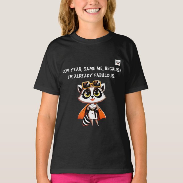 Camiseta Menina Ano Novo, Mesma Mina Escura (Frente)