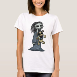 Camiseta Menina assustador com filhote de cachorro