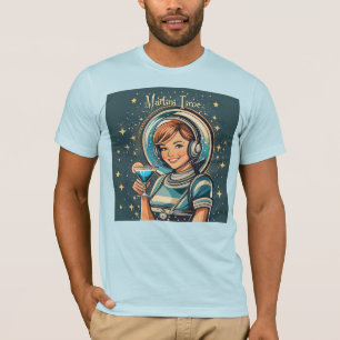 Camiseta Menina Astro Futurista Retro Hora do Martini