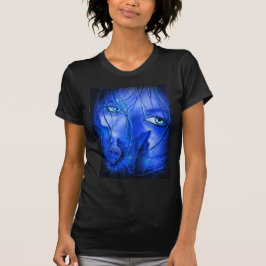 CAMISETA MENINA AZUL COM MEDO OCULTO COM CRÂNIO