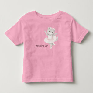 Camiseta Menina Bailarina Gatinho Cinza