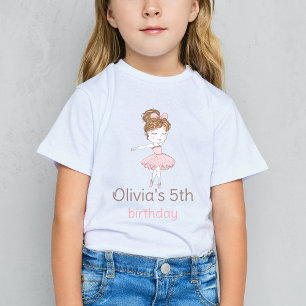 Camiseta Menina Bailarina Rosa Coquette Aniversariante Conv