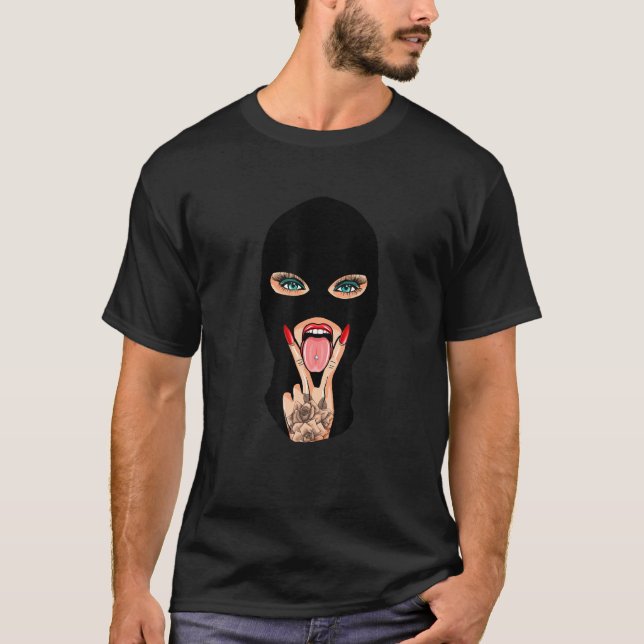 Camiseta Menina Baklava Máscara Mulheres Hip Hop Gangster R (Frente)