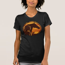 Camiseta Menina Beijando Cavalo Retro Sunset