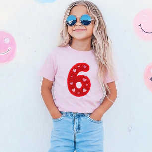 Camiseta Menina Bonita Fazendo 6 Anos Corações Vermelho F