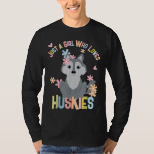 Camiseta Menina Bonita Que Ama Roucos Siberianos Husky