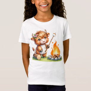 Camiseta Menina Bonita, Vaca do Highland Camping Smores