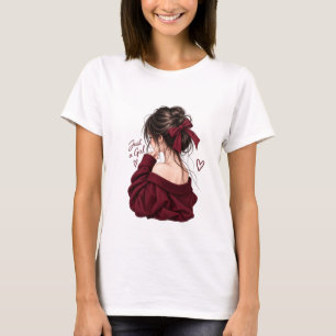 Camiseta Menina Bonita Vestido Vermelho Moda Fem