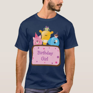 Camiseta Menina bonito do aniversário dos animais