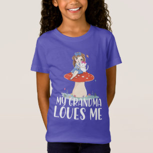 Camiseta Menina bonito no Cogumelo que minha avó ama
