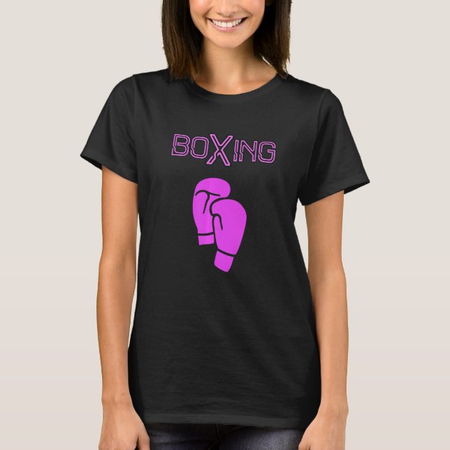Camiseta Menina Boxer Mulher Boxando Luvas Rosa Quente Boxa (Frente)