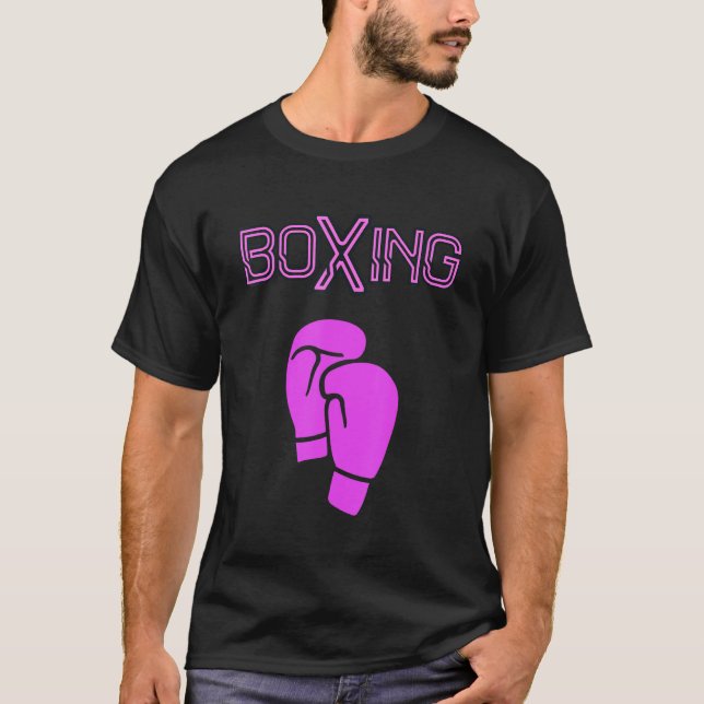 Camiseta Menina Boxer Mulher Boxando Luvas Rosa Quente Boxa (Frente)