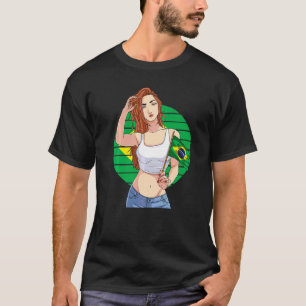 Camiseta Menina Brasileira Orgulho do Brasil Bandeira do Br