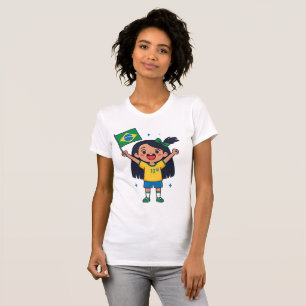 Camiseta Menina Brasileira Torcedora Futebol Brasil Camiset