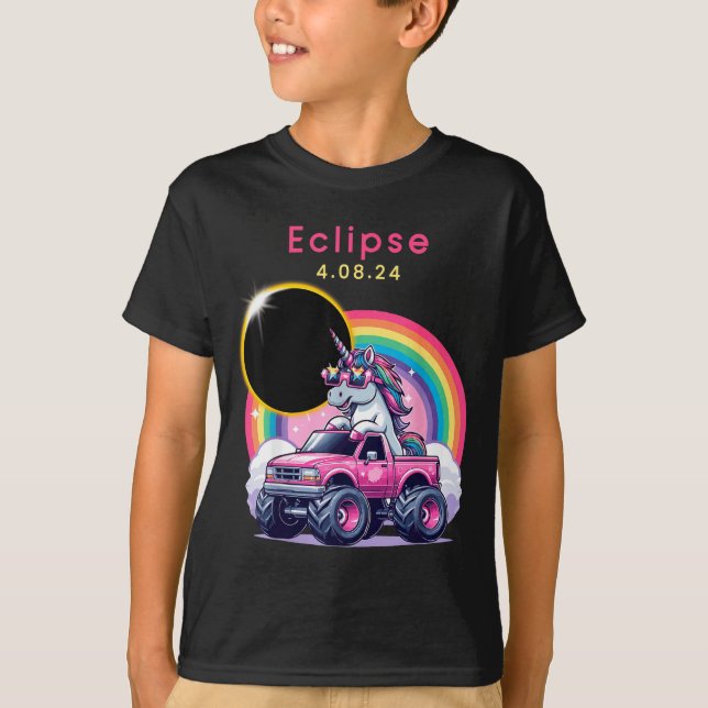 Camiseta Menina Caminhão Monstro Eclipse Solar Total (Frente)