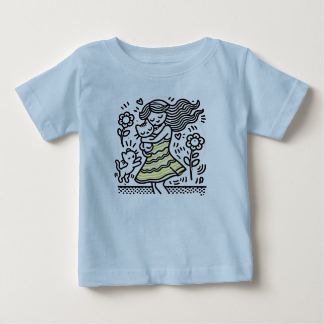 Camiseta "Menina Caprichosa com Gatinho (Frente)