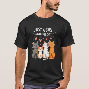 Camiseta Menina Carinhosa Ama Gatos Arte Feliz