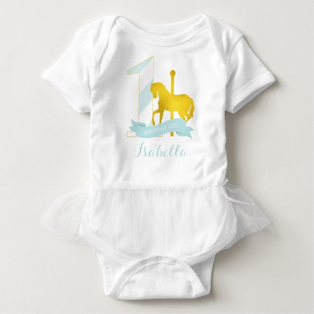 Camiseta Menina Carousel Horse Birthday Girl (Frente)