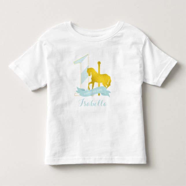 Camiseta Menina Carousel Horse Birthday Girl (Frente)
