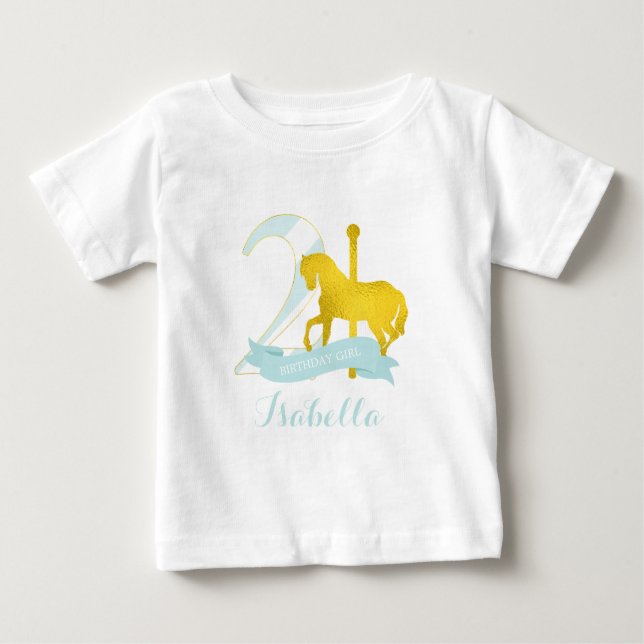 Camiseta Menina Carousel Horse Birthday Girl (Frente)