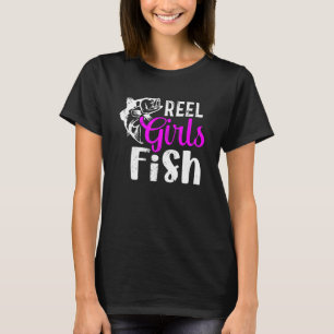 Camiseta Menina Carretel de Pesca Meninas Peixe