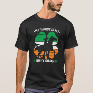 Camiseta Menina Cavalgando Cavalo Charme da Sorte do Dia de
